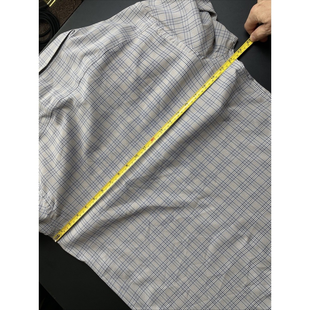 Untuckit Large Slim Fit Polyester Gray Blue Brown Plaid Long Sleeve from 2022 - Picture 12 of 14
